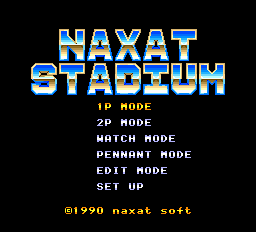 Naxat Stadium title screen for PC Engine